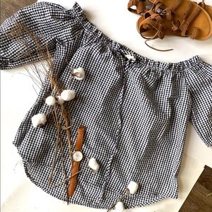 Off the shoulder gingham top